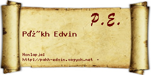 Pákh Edvin névjegykártya